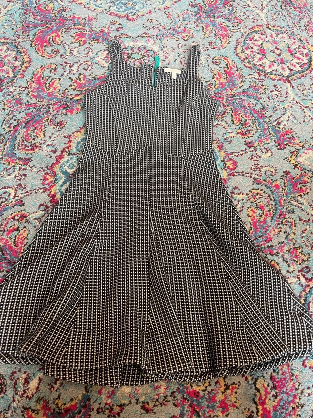 Bordeaux Black and White Mini Fit-and-Flare Dress